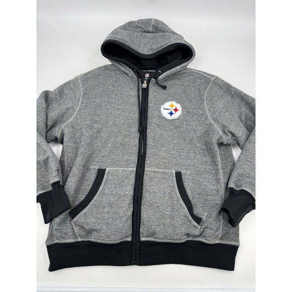 Pittsburgh Steelers Pro Line Heavy Full Zip Hooded Sweatshirt Gray Mens Size XL - Picture 1 of 14